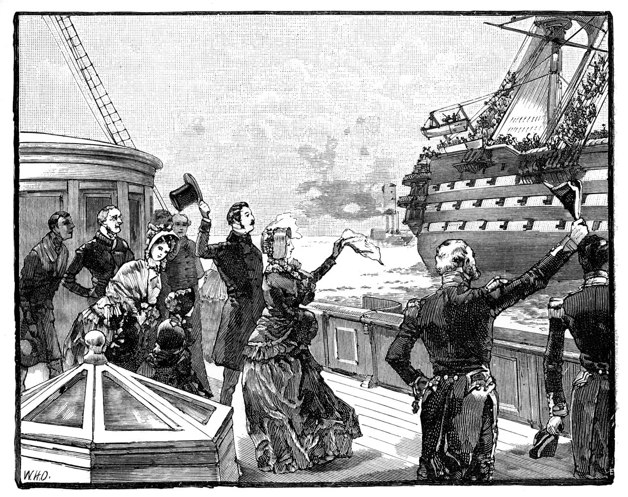 De Koningin zwaait afscheid naar het vlaggenschip van de Hertog van Wellington, ca. 1850s, 1888 door Unbekannt