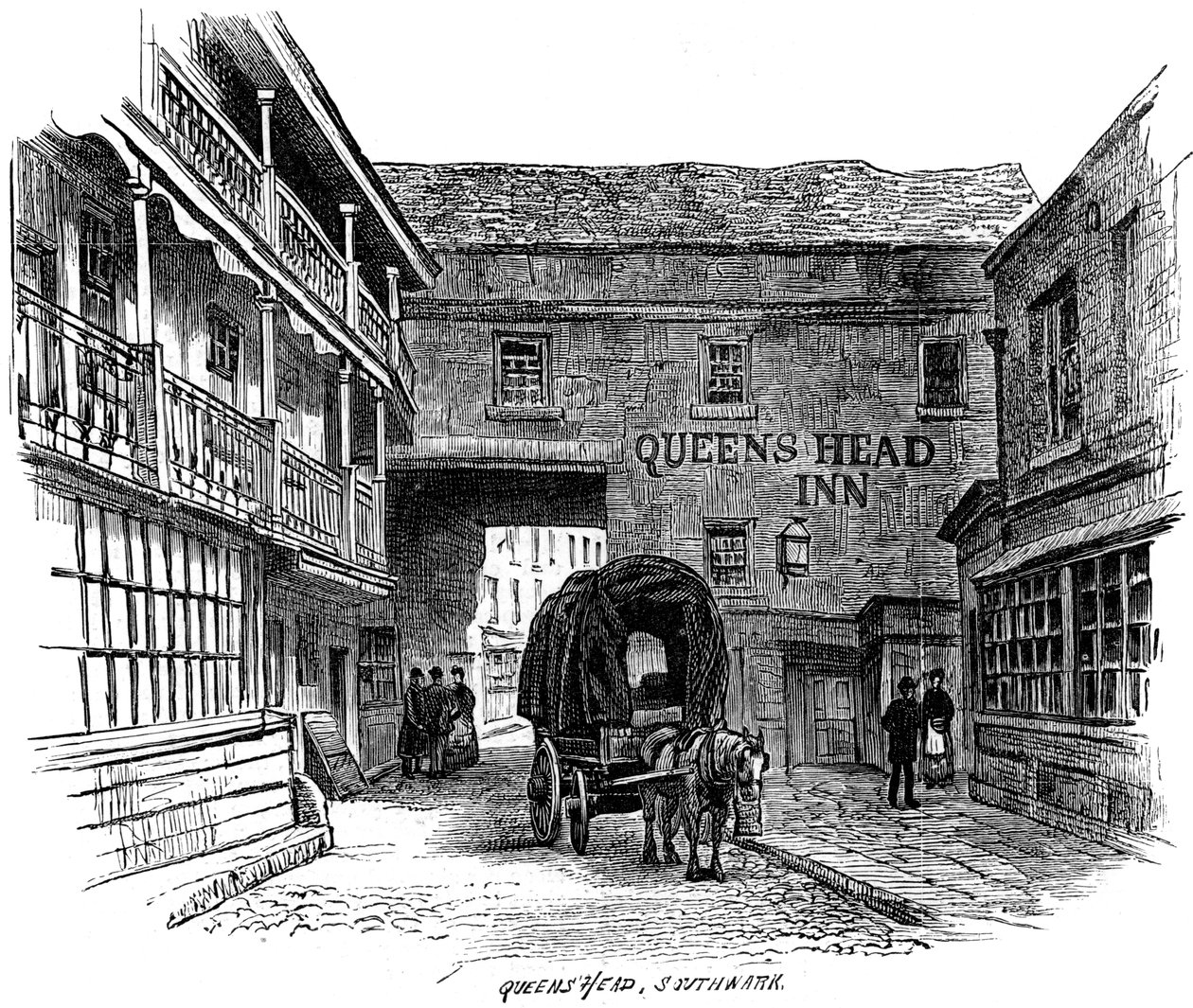 The Queens Head Inn, Southwark, Londen, 1887 door Unbekannt