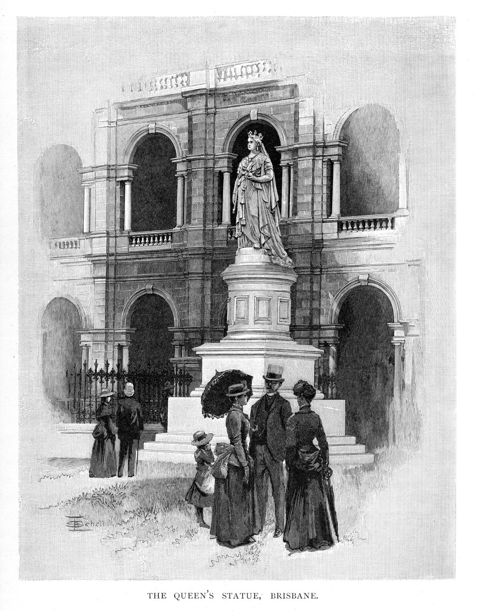 Het standbeeld van de koningin, Brisbane, Australië, 1886 door Unbekannt