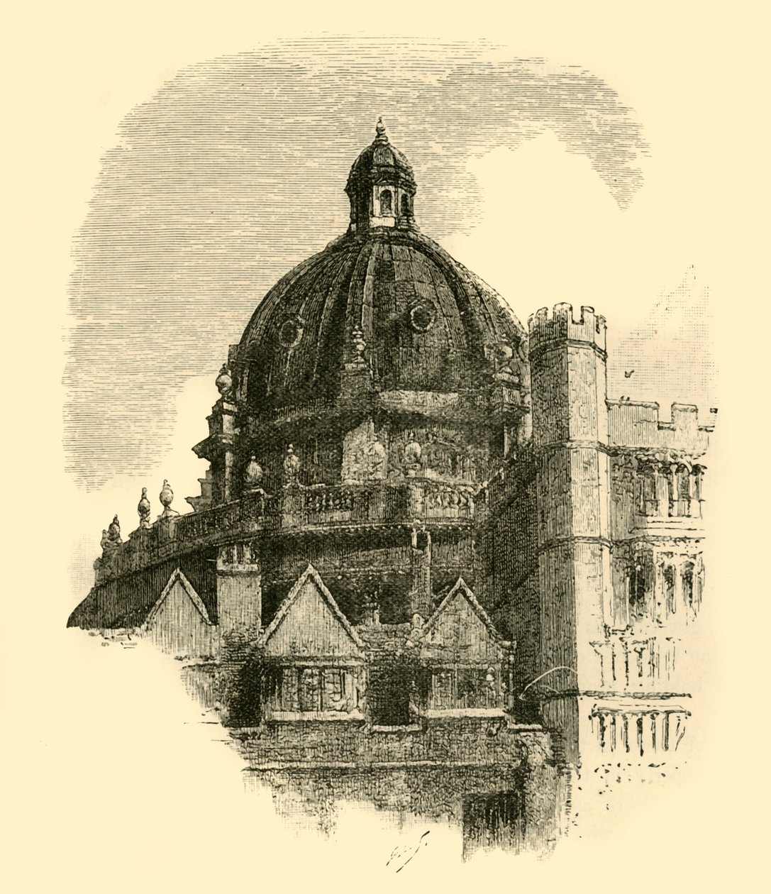 De Radcliffe Bibliotheek, vanaf de binnenplaats van Brasenose, 1898 door Unbekannt