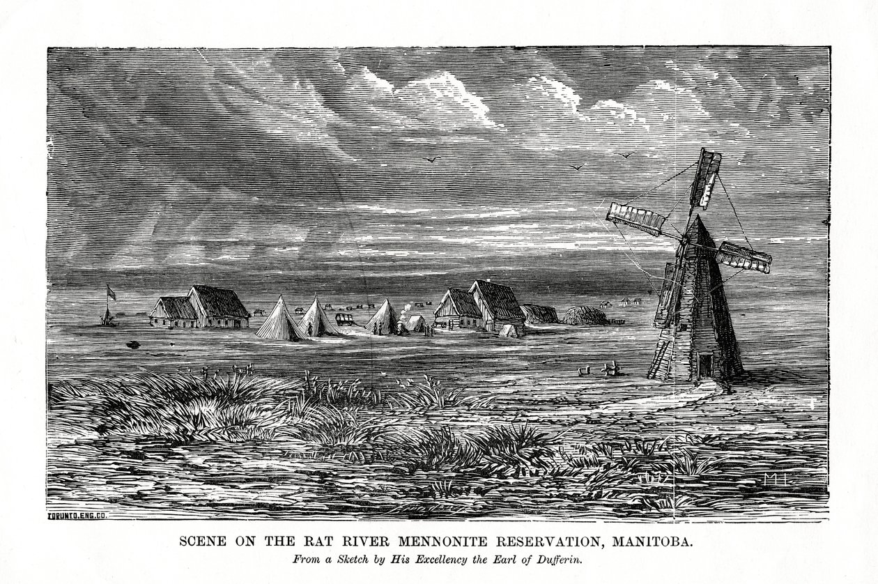De Rat River Mennonietenreservaat, Manitoba, Canada, eind 19e eeuw door Unbekannt
