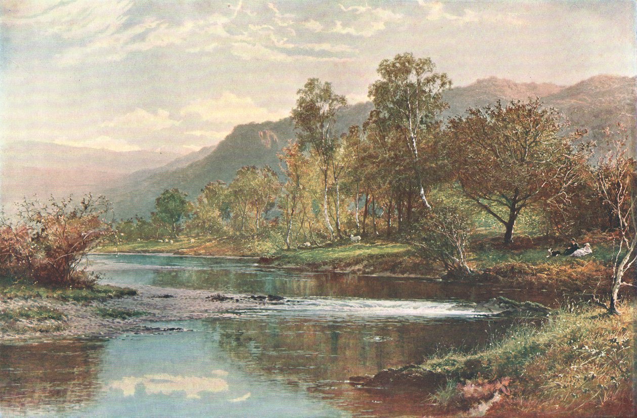 De rivier die uitmondt in Derwent Water, ca. 1902 door Unbekannt