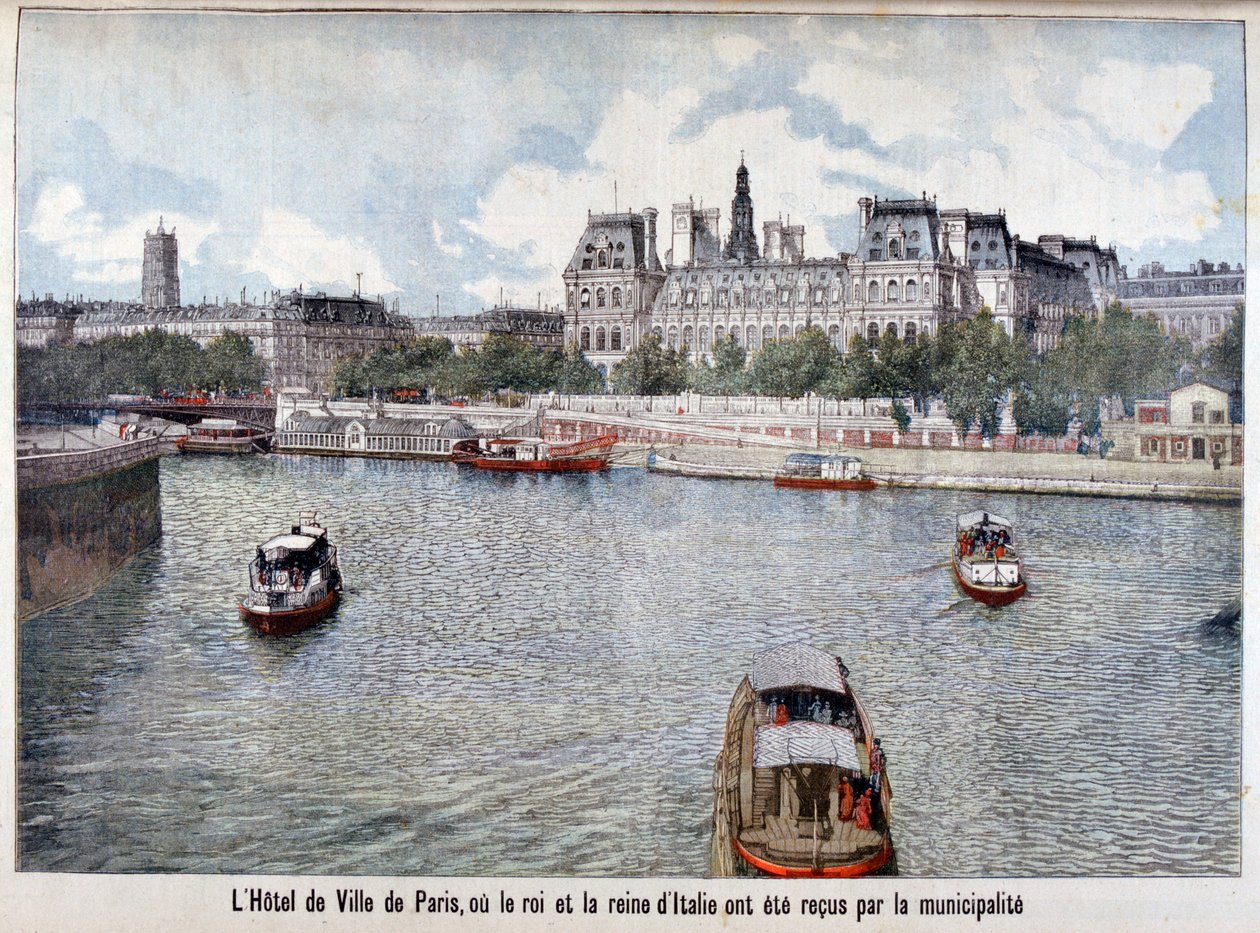 De rivier de Seine en het Hotel de Ville, Parijs, 1903 door Unbekannt