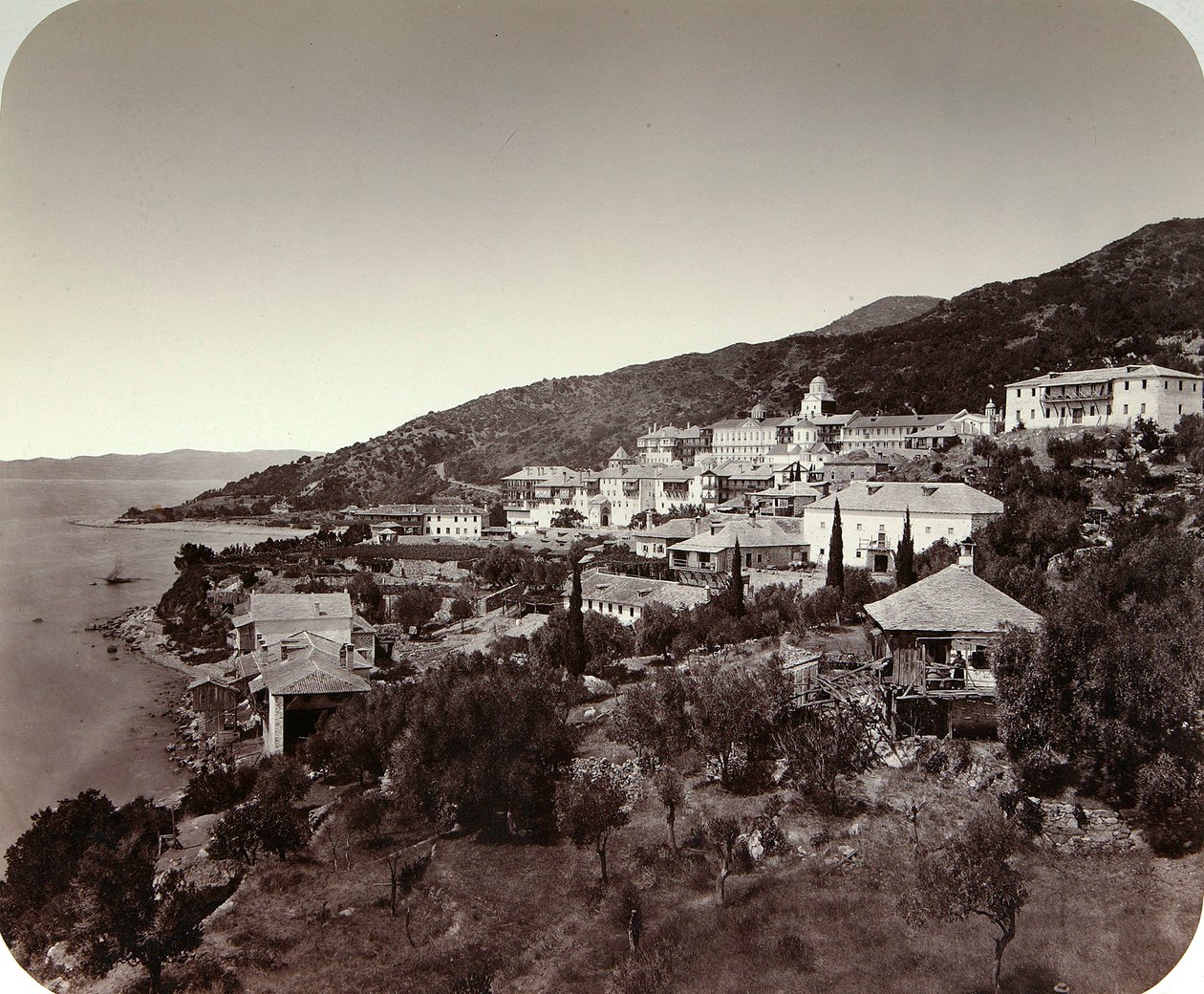 Het Rossikon St Panteleimon Klooster op de Berg Athos, Griekenland, 1860s door Unbekannt