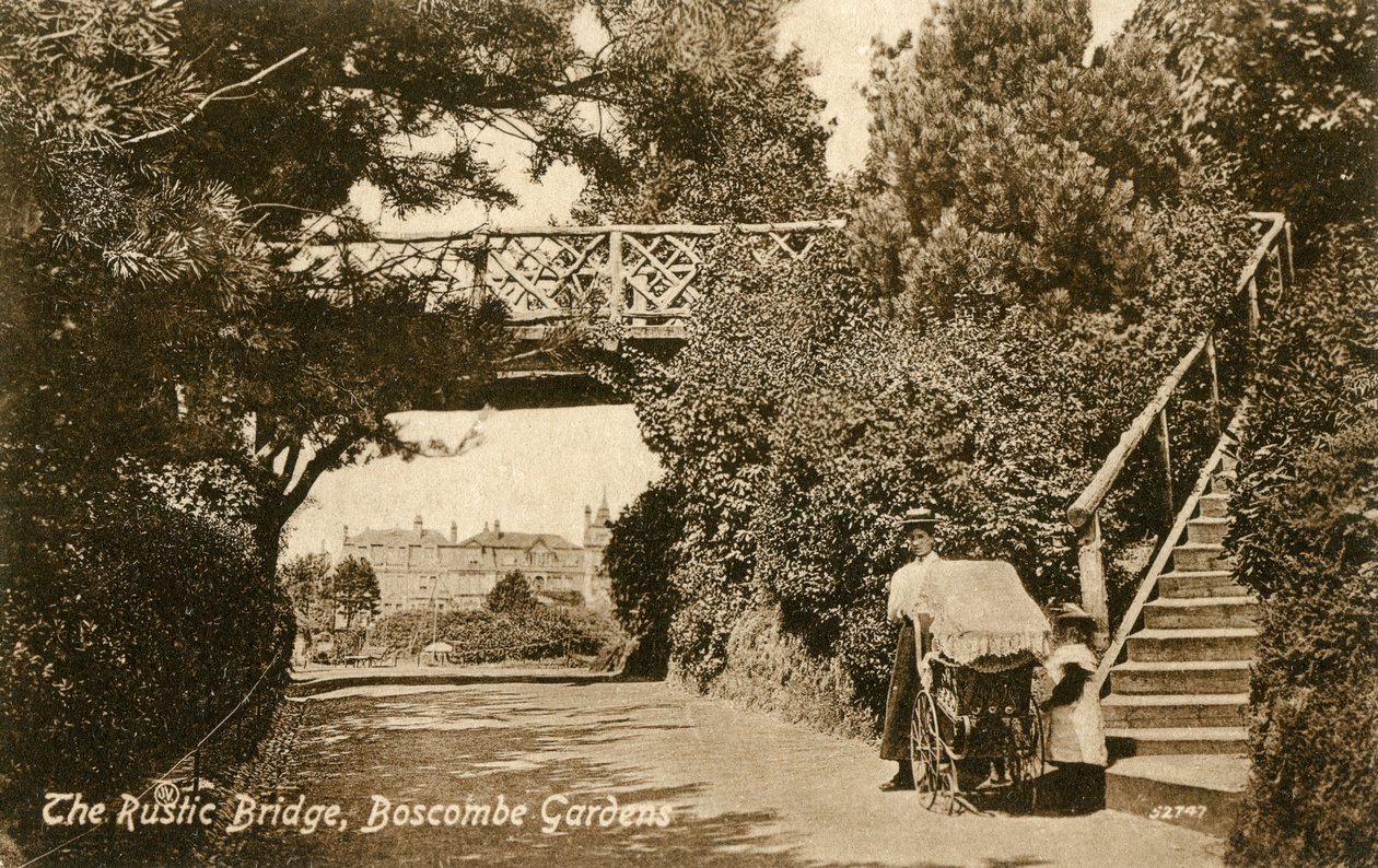 De Rustieke Brug, Boscombe Tuinen, Bournemouth, Dorset, ca. 1900-1919 door Unbekannt