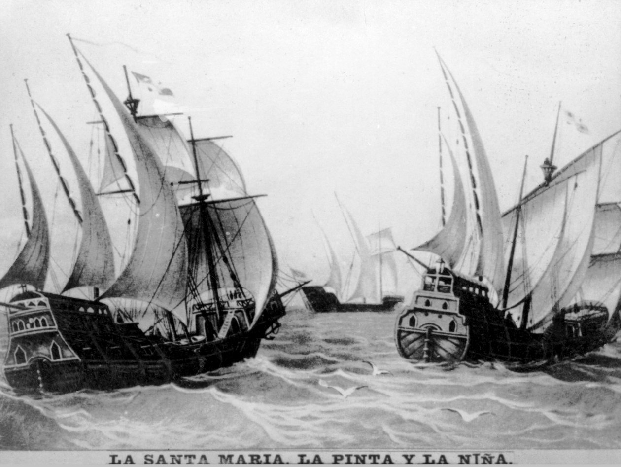 De Santa Maria, de Pinta en de Nina, 15e eeuw door Unbekannt