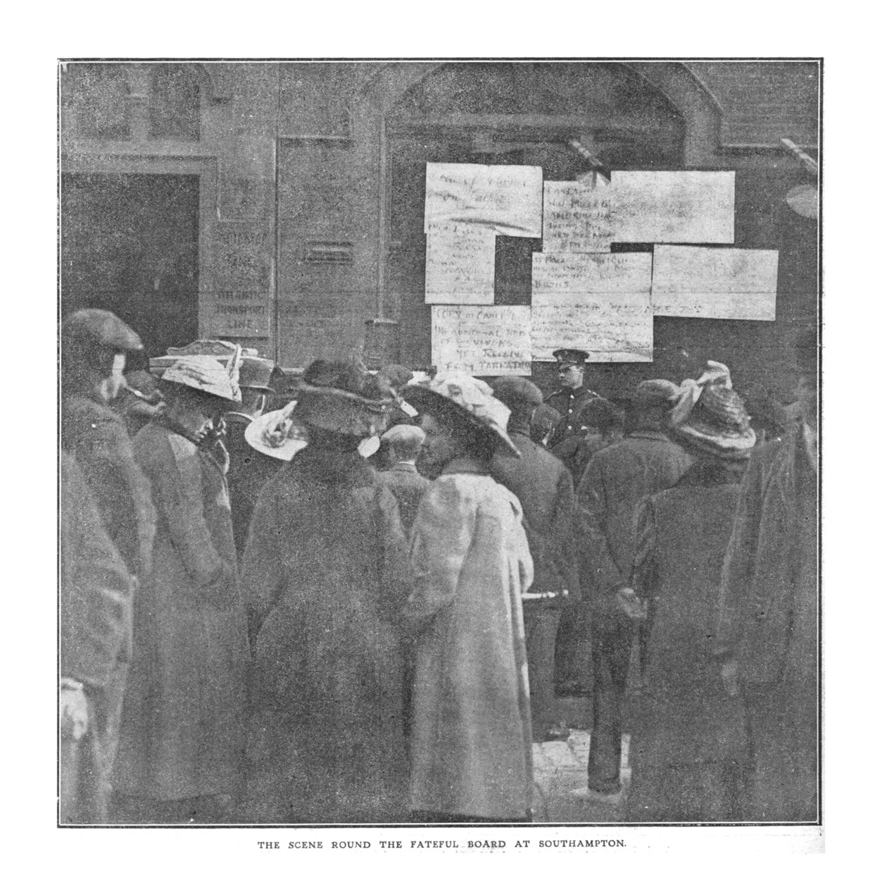 De scène rond de noodlottige tafel in Southampton, 20 april 1912 door Unbekannt