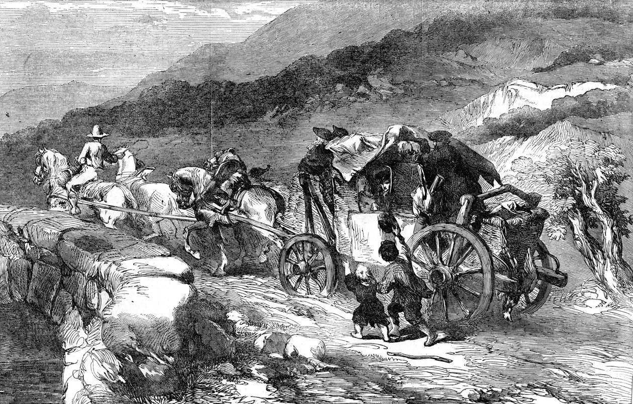 De Postkoets van de Vorige Eeuw, 1855 door Unbekannt