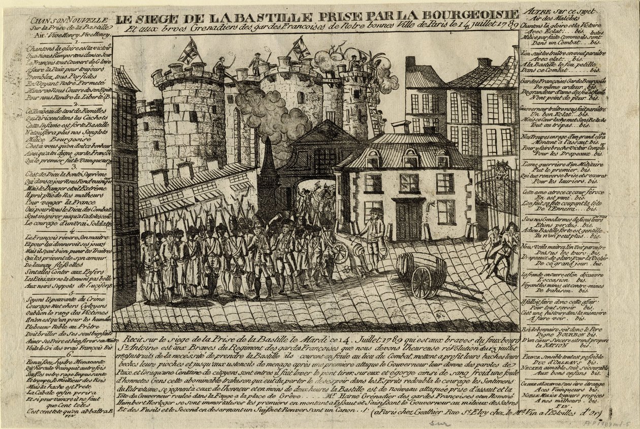 De Bestorming van de Bastille op 14 juli 1789 door Unbekannt