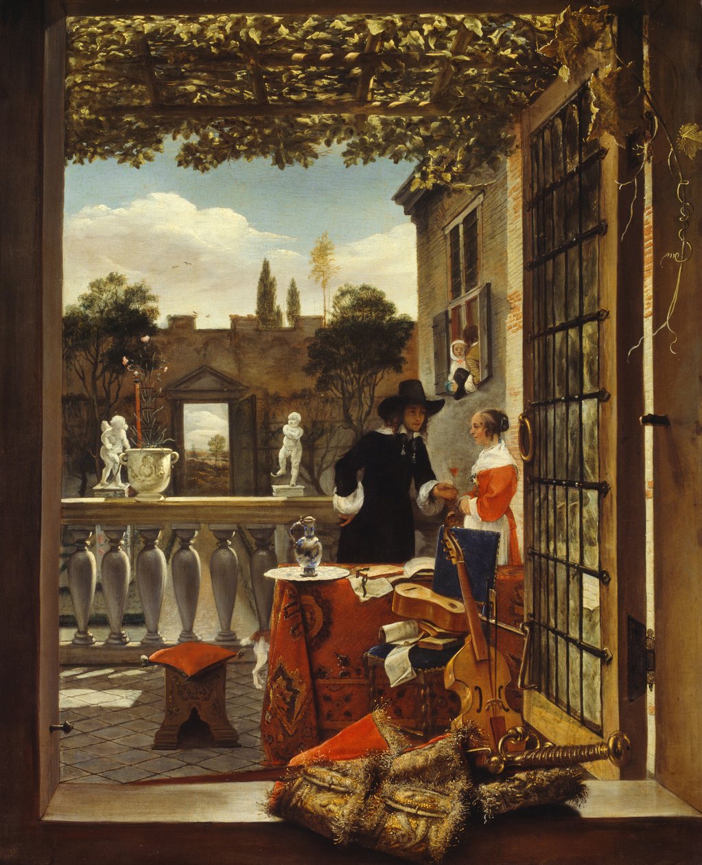 Het terras, ca. 1660 door Unbekannt