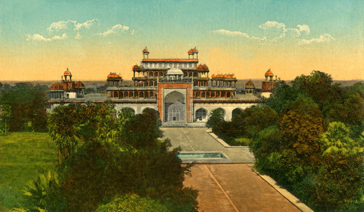 Het Graf van Akbar de Grote Alias Sikandra, Agra, ca. 1910 door Unbekannt