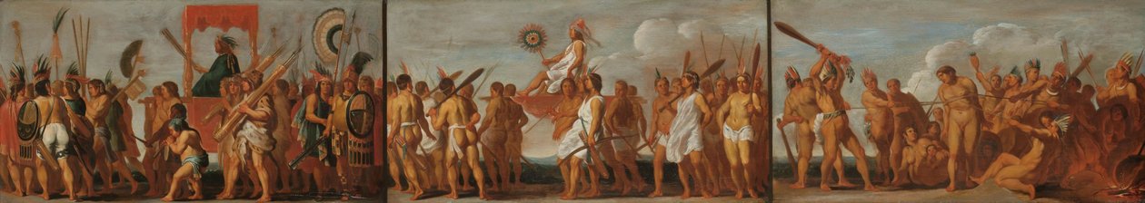 De behandeling van krijgsgevangenen door de Tupinambás, ca 1630 door Unbekannt