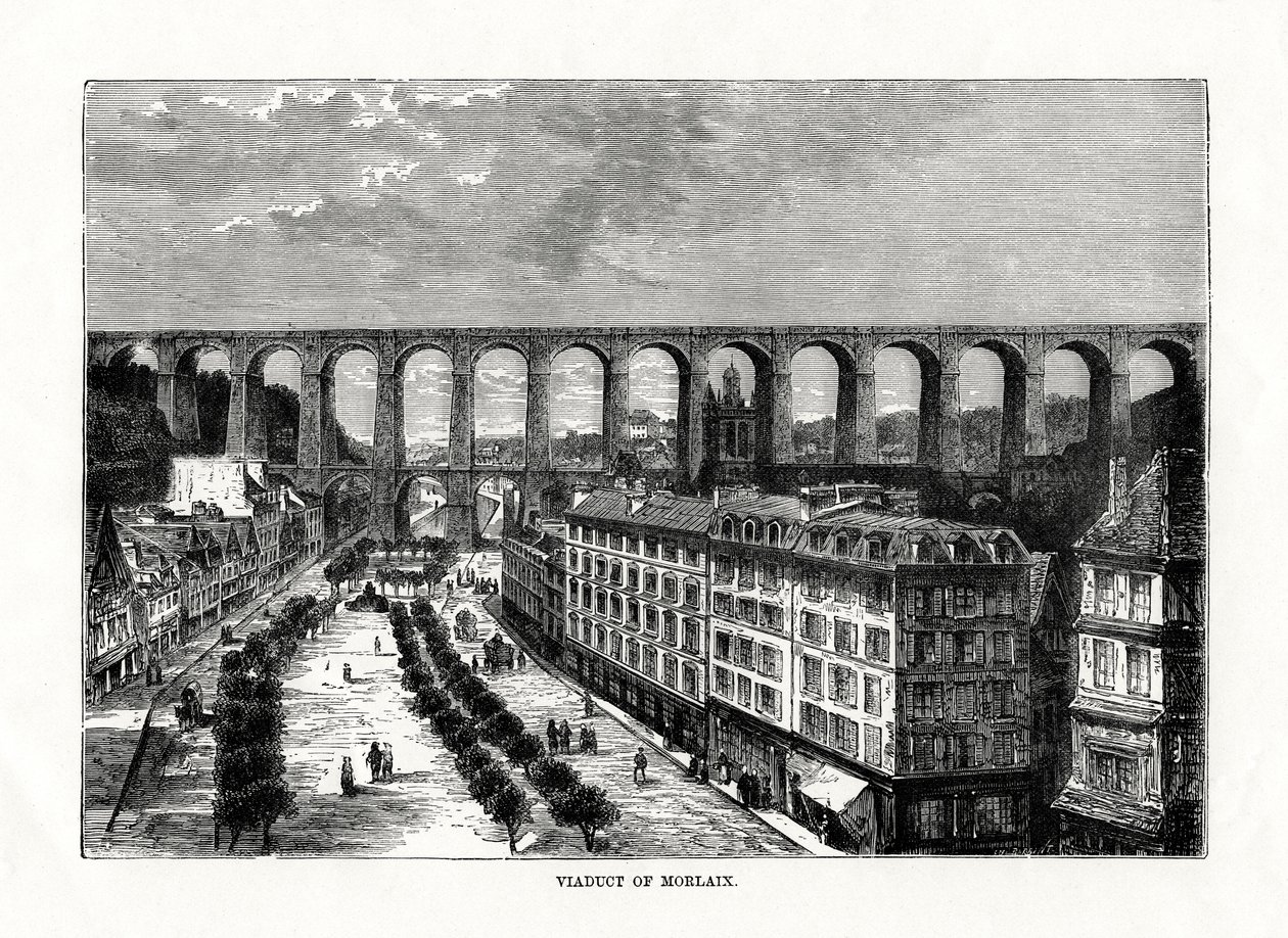 Het viaduct bij Morlaix, Frankrijk, 1879 door Unbekannt