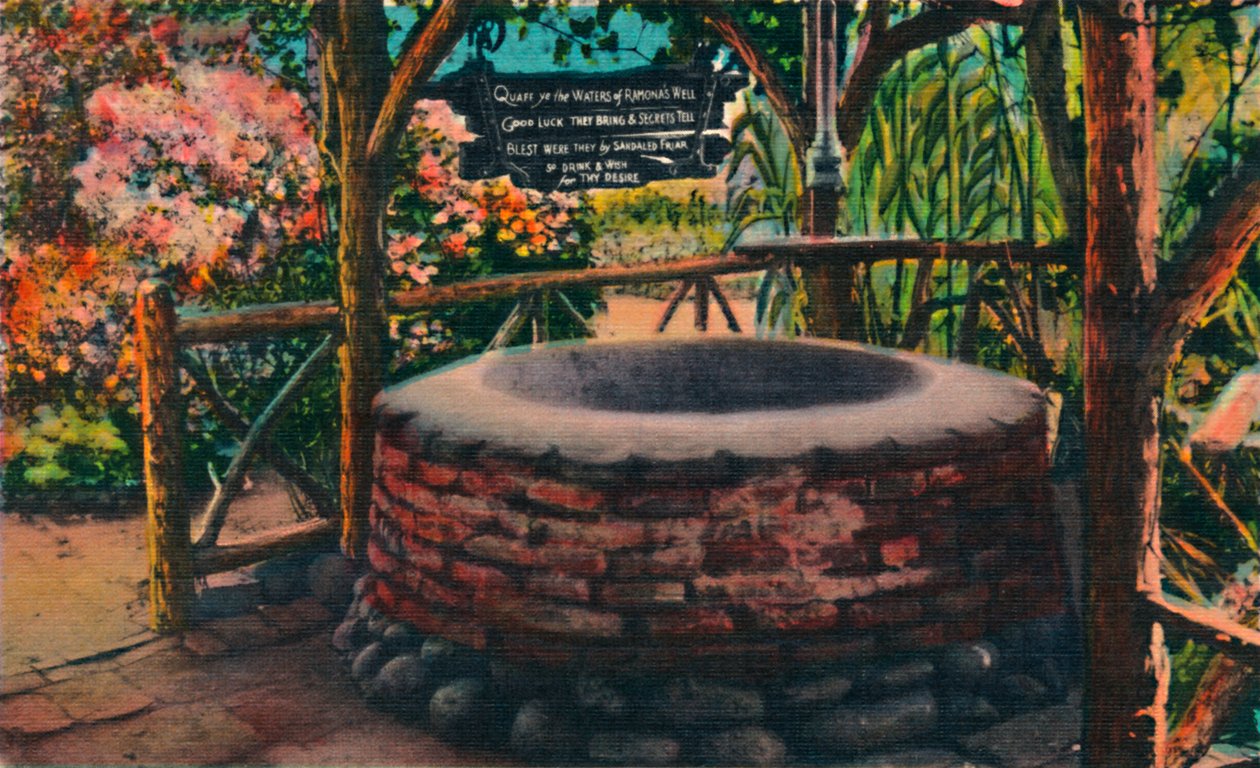 De wensput bij Ramonas trouwlocatie, Oude Stad, San Diego, Californië, ca. 1941 door Unbekannt