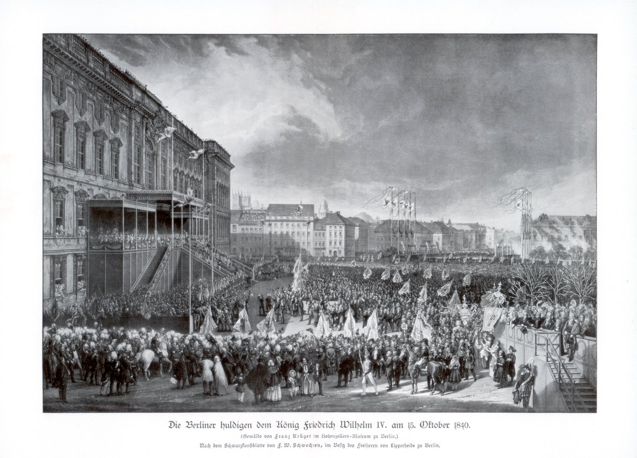 De troonsbestijging van Frederik Willem IV van Pruisen, 15 oktober 1840 door Unbekannt