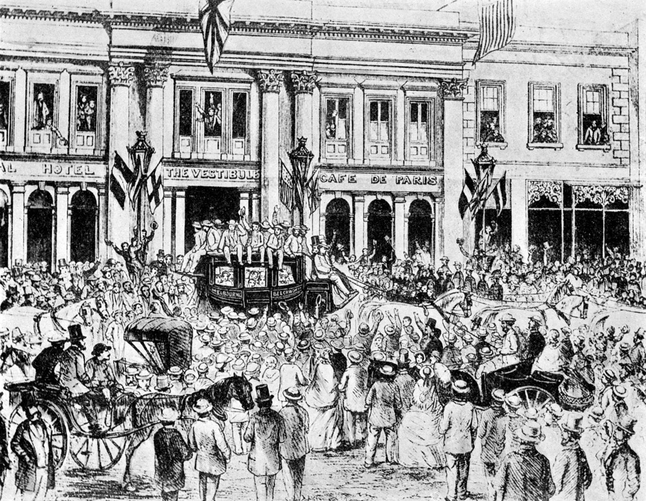 De aankomst van het eerste Engelse cricketteam in Australië, 1861 door Unbekannt