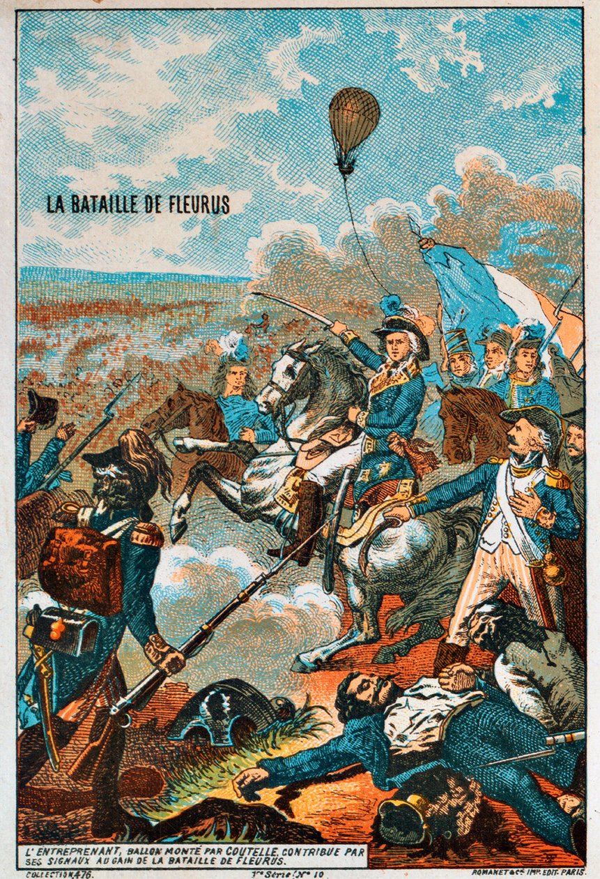 De ballon Entreprenant, gevlogen door Coutelle, bij de Slag van Fleurus, 1794 1890s door Unbekannt