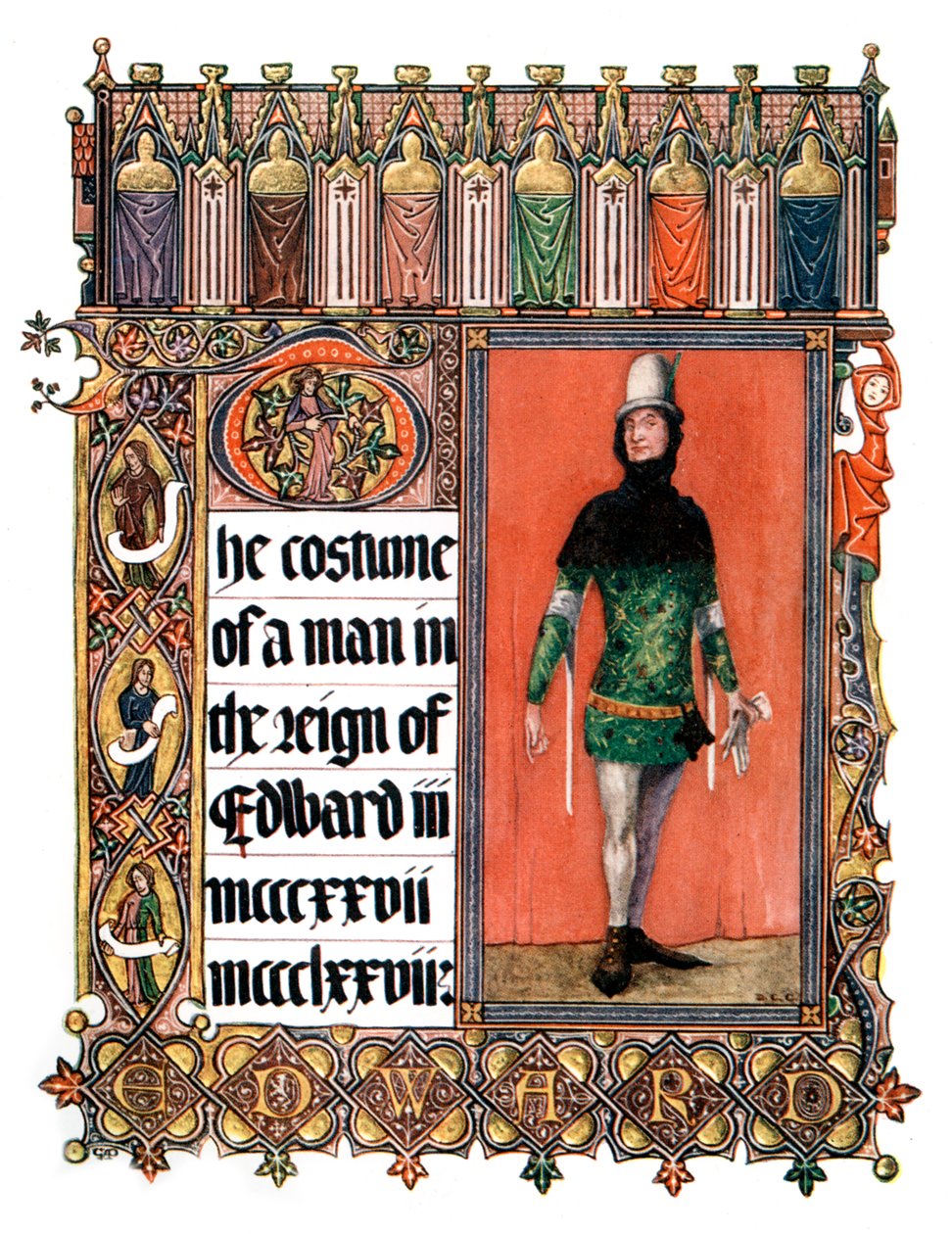 Het kostuum van een man in het bewind van Edward III, 1909 door Unbekannt