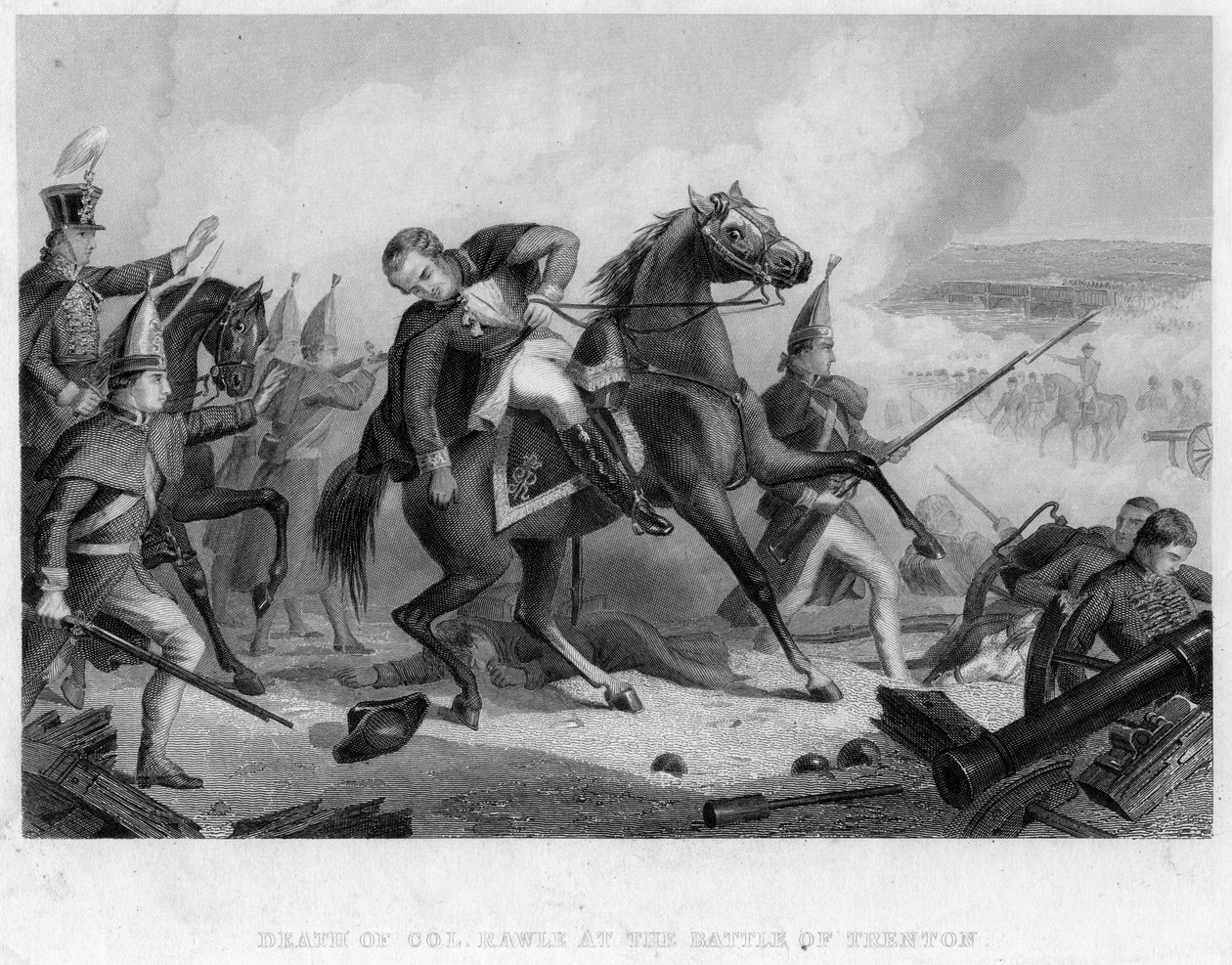 De dood van kolonel Rawle in de Slag bij Trenton, 1776 door Unbekannt