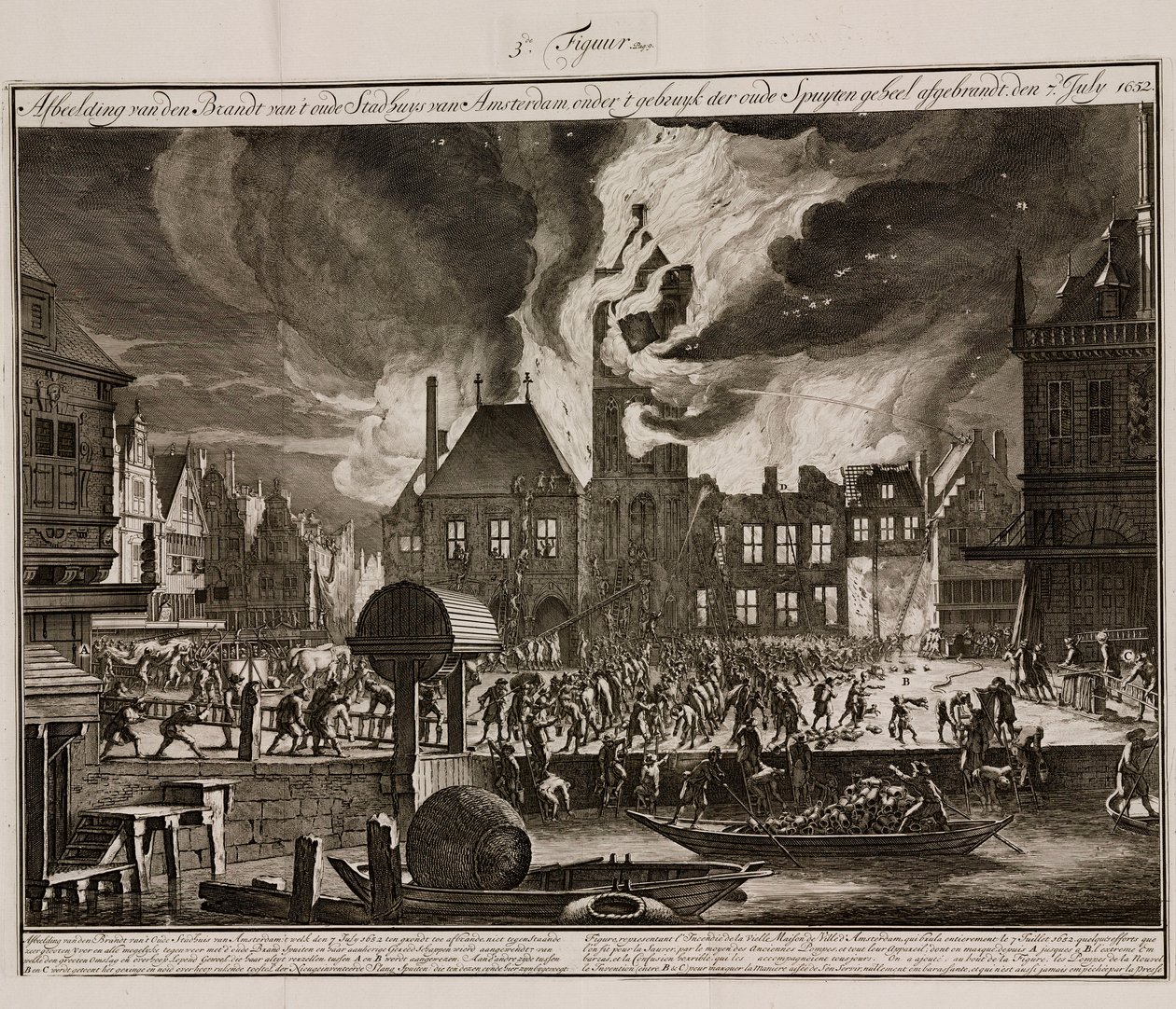 De brand in het oude stadhuis van Amsterdam, Nederland, 7 juli 1652 door Unbekannt