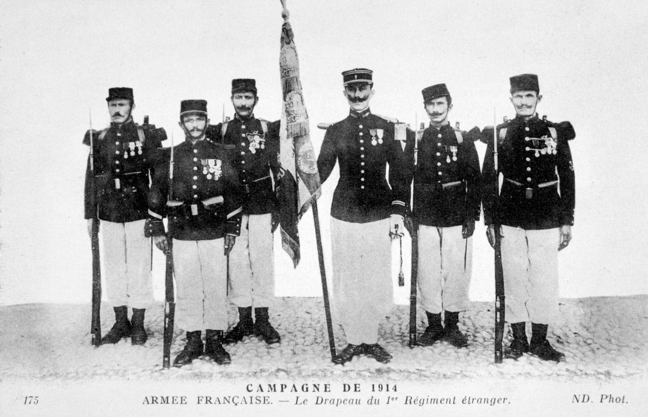 De vlag van het 1e Regiment van het Franse Vreemdelingenlegioen, 1914 door Unbekannt