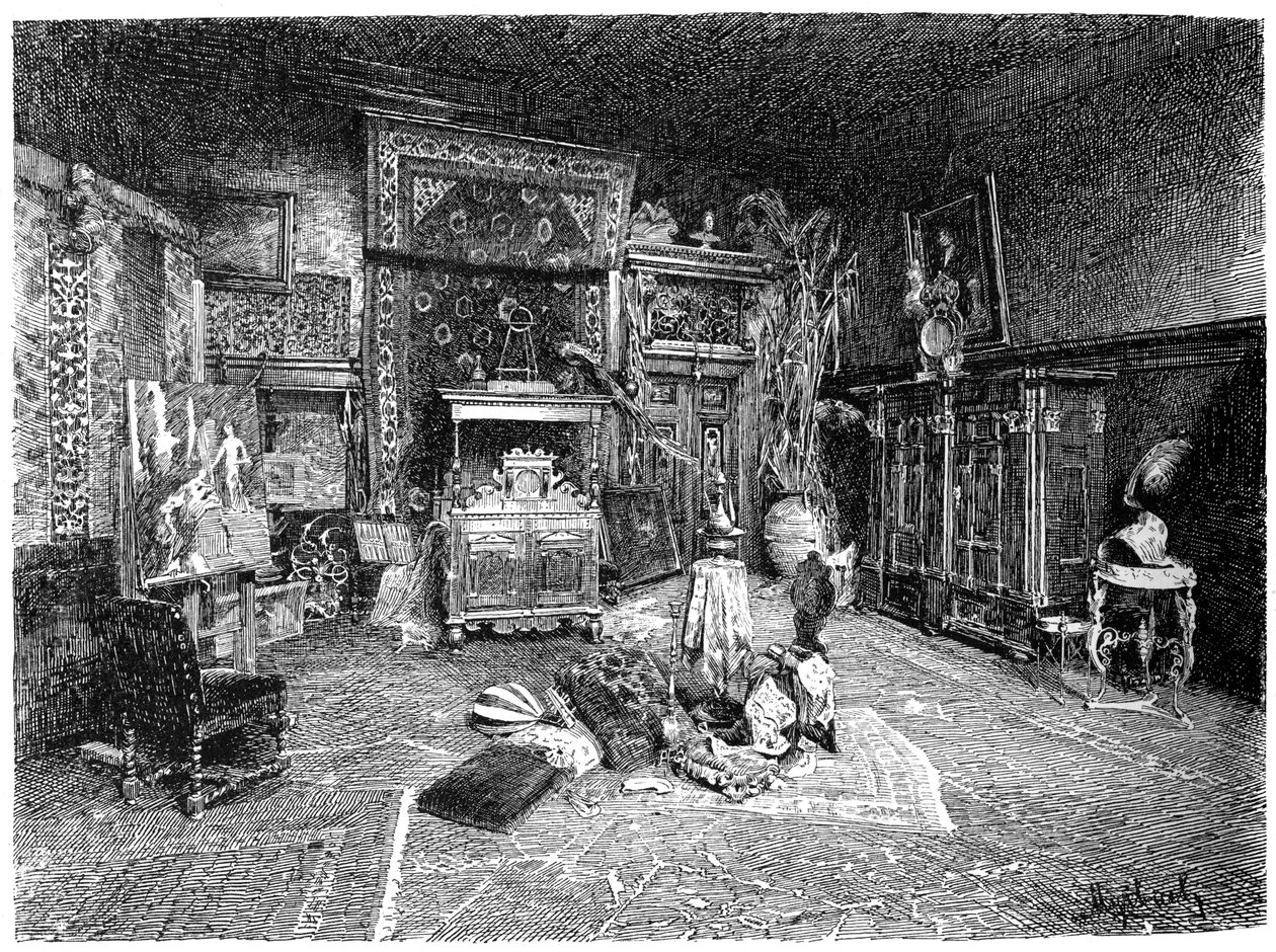 Het kleine atelier van Hans Makart, Wenen, Oostenrijk door Unbekannt