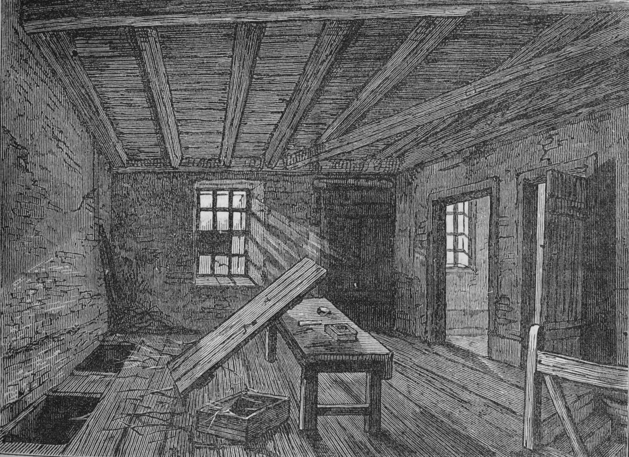 De zolder gebruikt door de Cato Street Samenzweerders, Londen, 1820 door Unbekannt