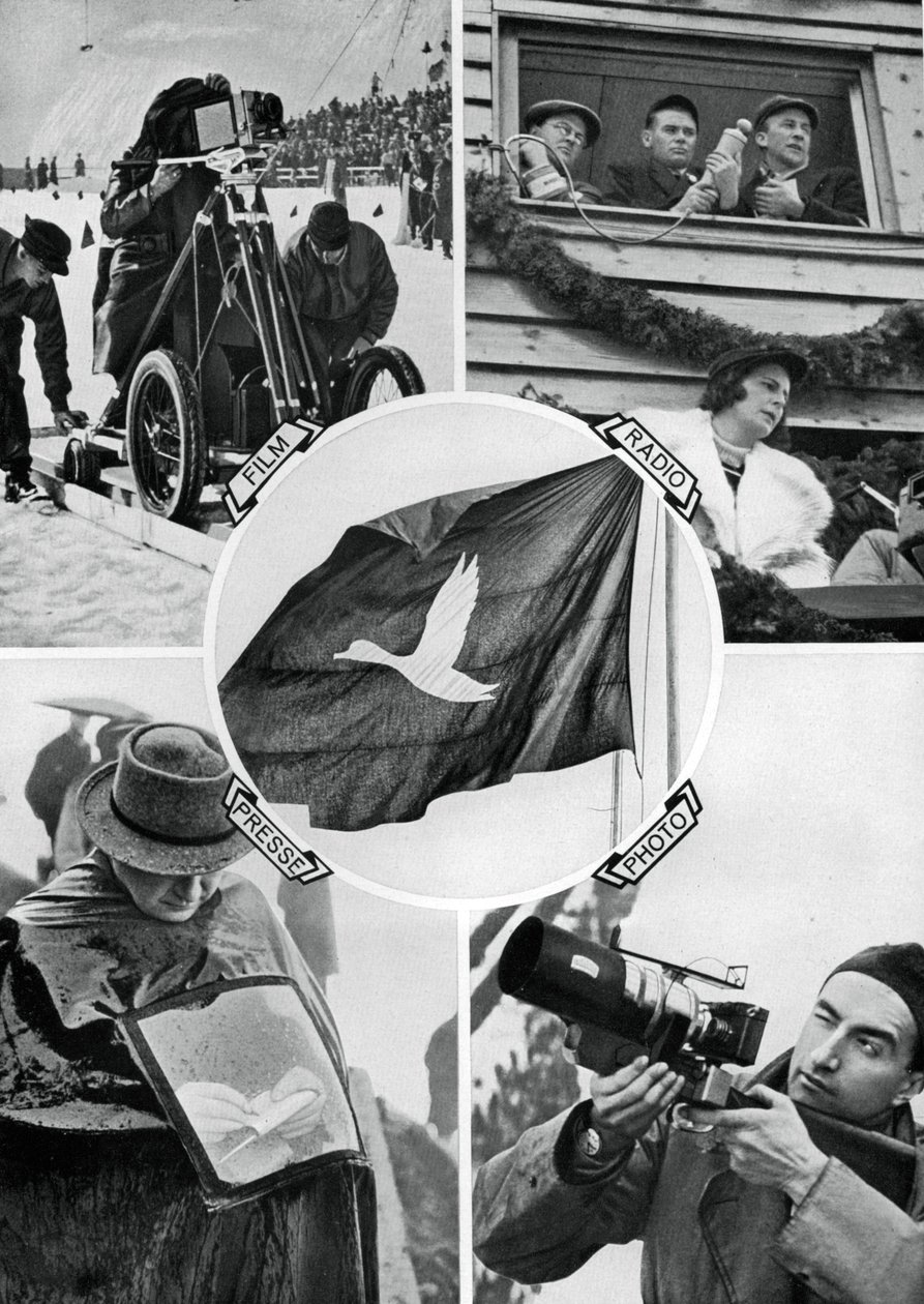 De media in actie, Winterspelen, Garmisch-Partenkirchen, Duitsland, 1936 door Unbekannt