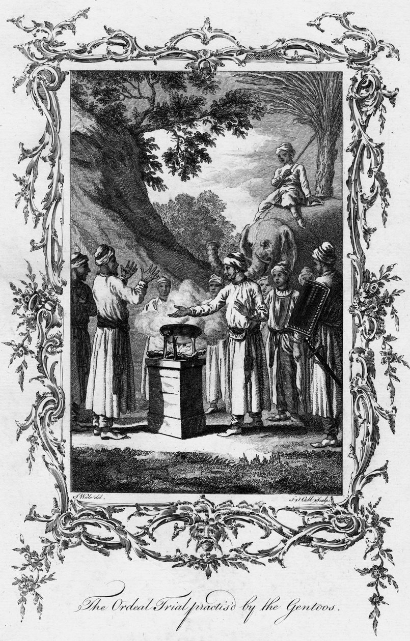 De beproevingsproef uitgevoerd door de Gentoos, ca. 1770 door Unbekannt