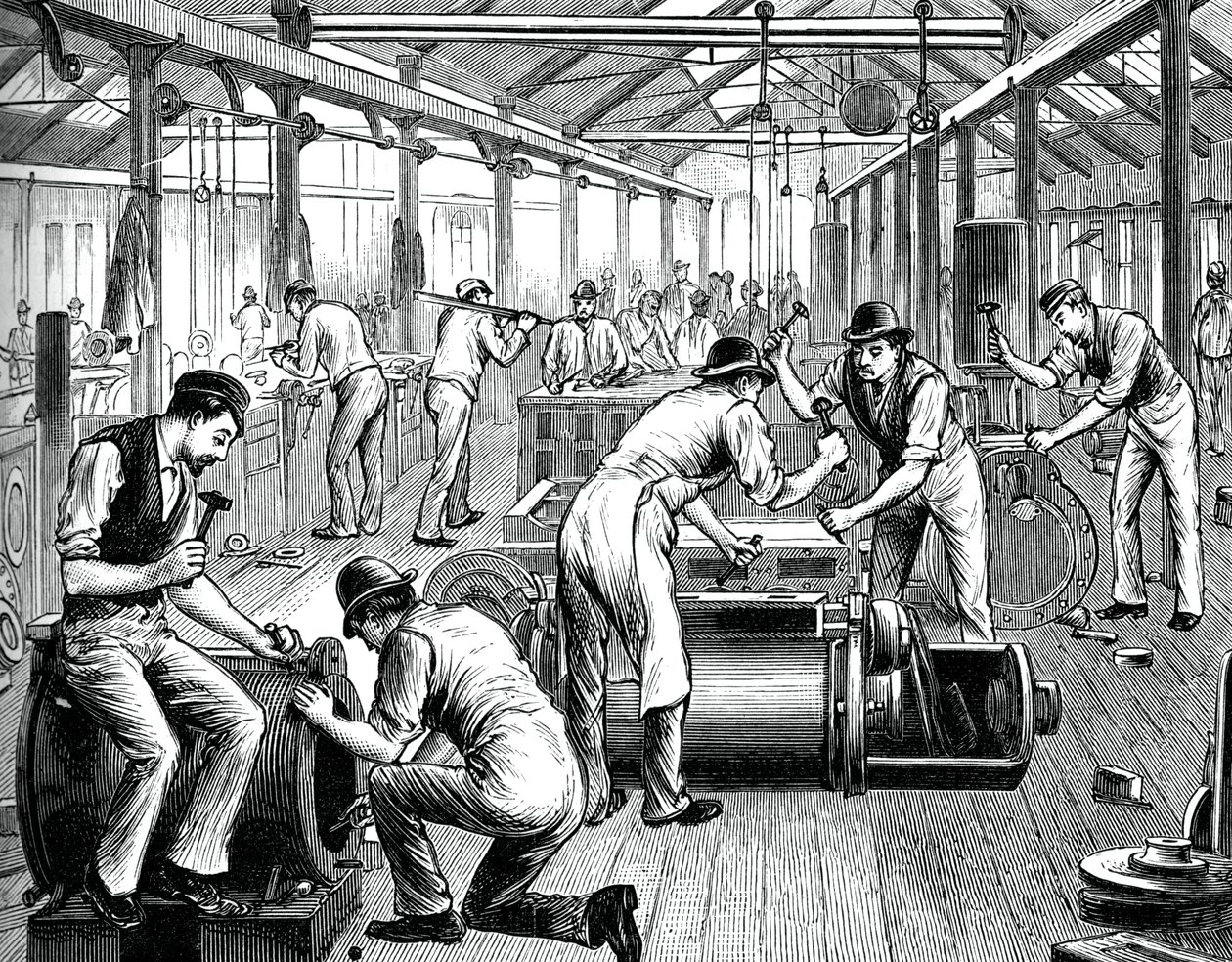 De pompwerkplaats in een Cornwall-fabriek door Unbekannt