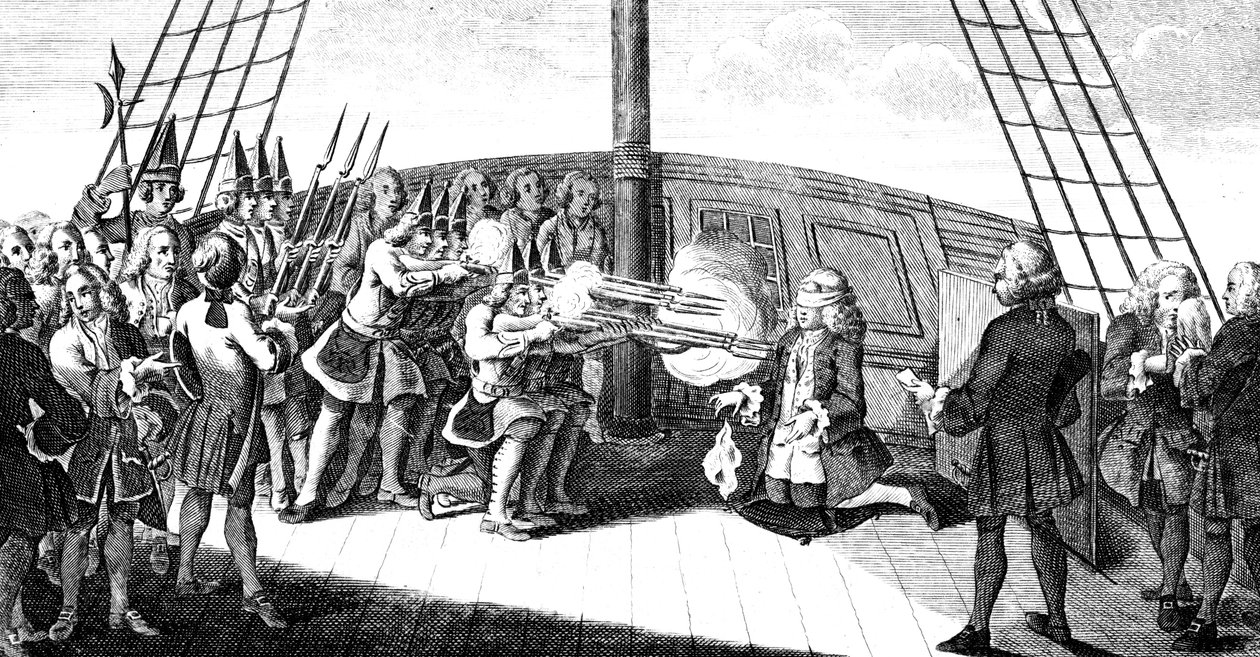 De executie van admiraal Byng aan boord van de Monarque, 1757 door Unbekannt