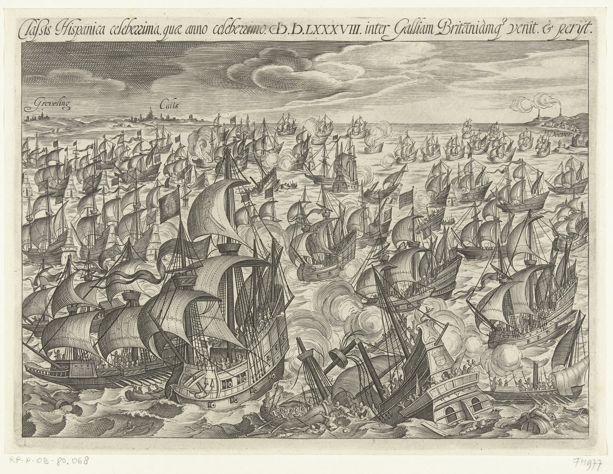 Het zinken van de Spaanse Armada in 1588, 1601 door Unbekannt