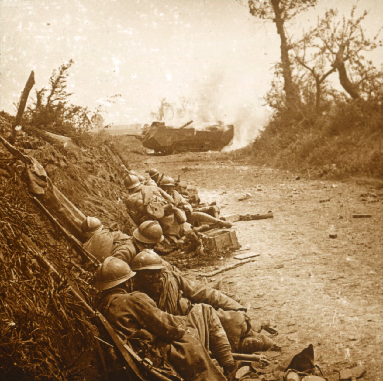 De inname van Courcelles, Noord-Frankrijk, juni 1918 door Unbekannt