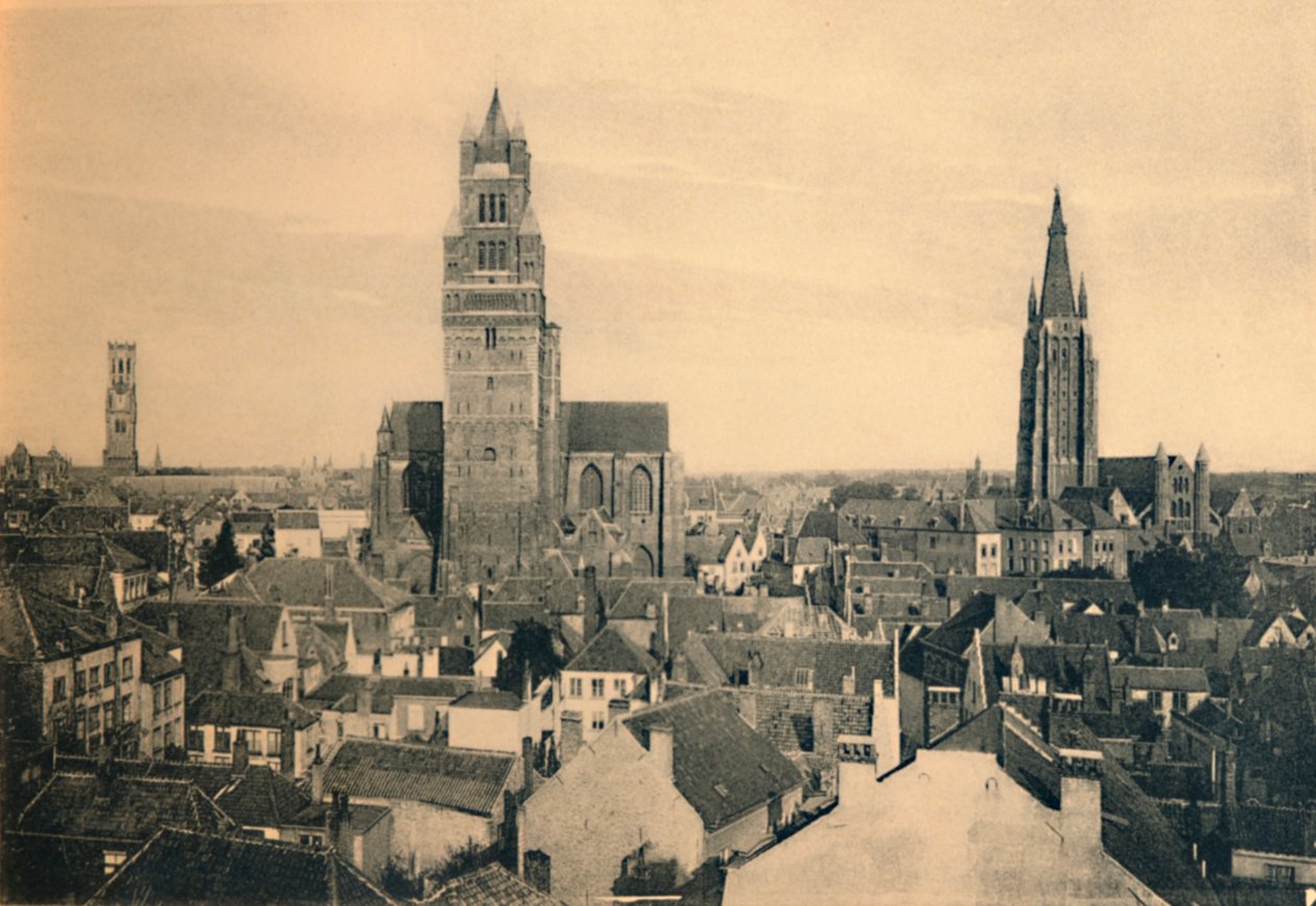 De drie torens de Belfort, de kathedraal en Onze-Lieve-Vrouwekerk, ca. 1910 door Unbekannt