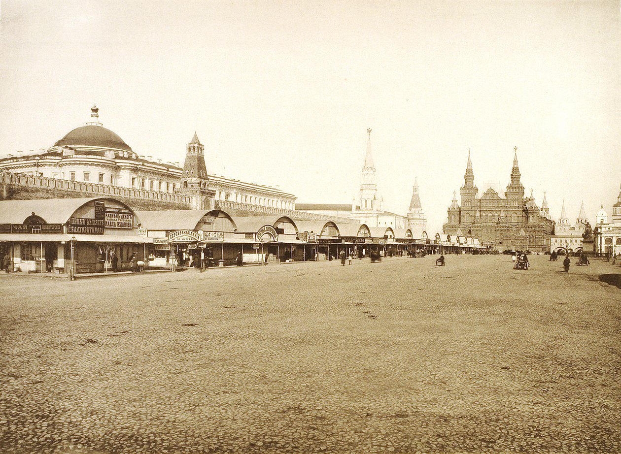 De handelsrijen op het Rode Plein, Moskou, Rusland, 1888 door Unbekannt