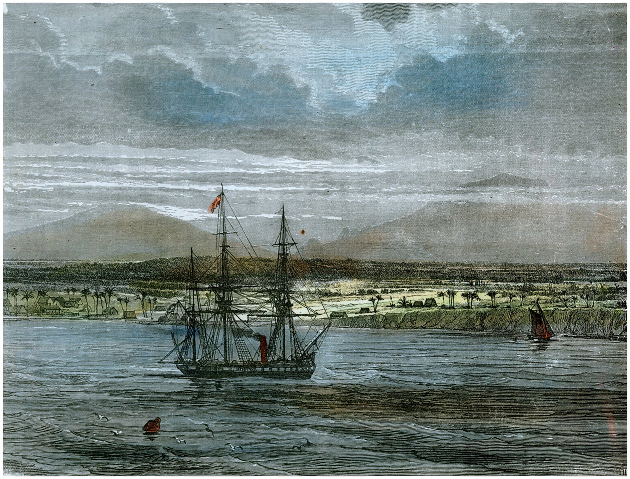 De vulkanen van Mauna Loa en Manua Kea, Hawaï, ca. 1880 door Unbekannt