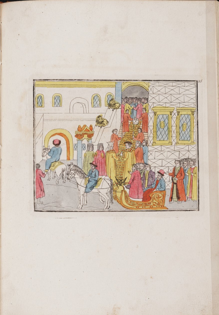 De huwelijksceremonie van Tsaar Michail Fjodorovitsj en Jevdokija Loekjanovna, 1810 door Unbekannt