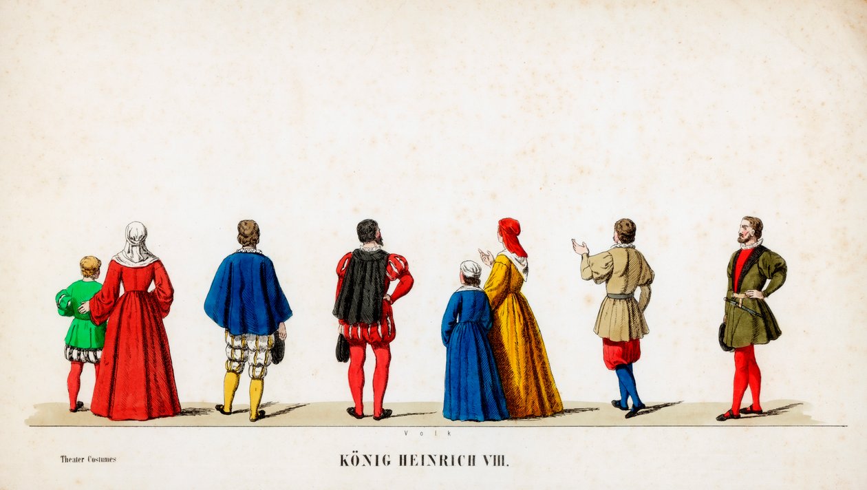 Theaterkostuumontwerpen voor Shakespeares toneelstuk, Henry VIII, 19e eeuw door Unbekannt