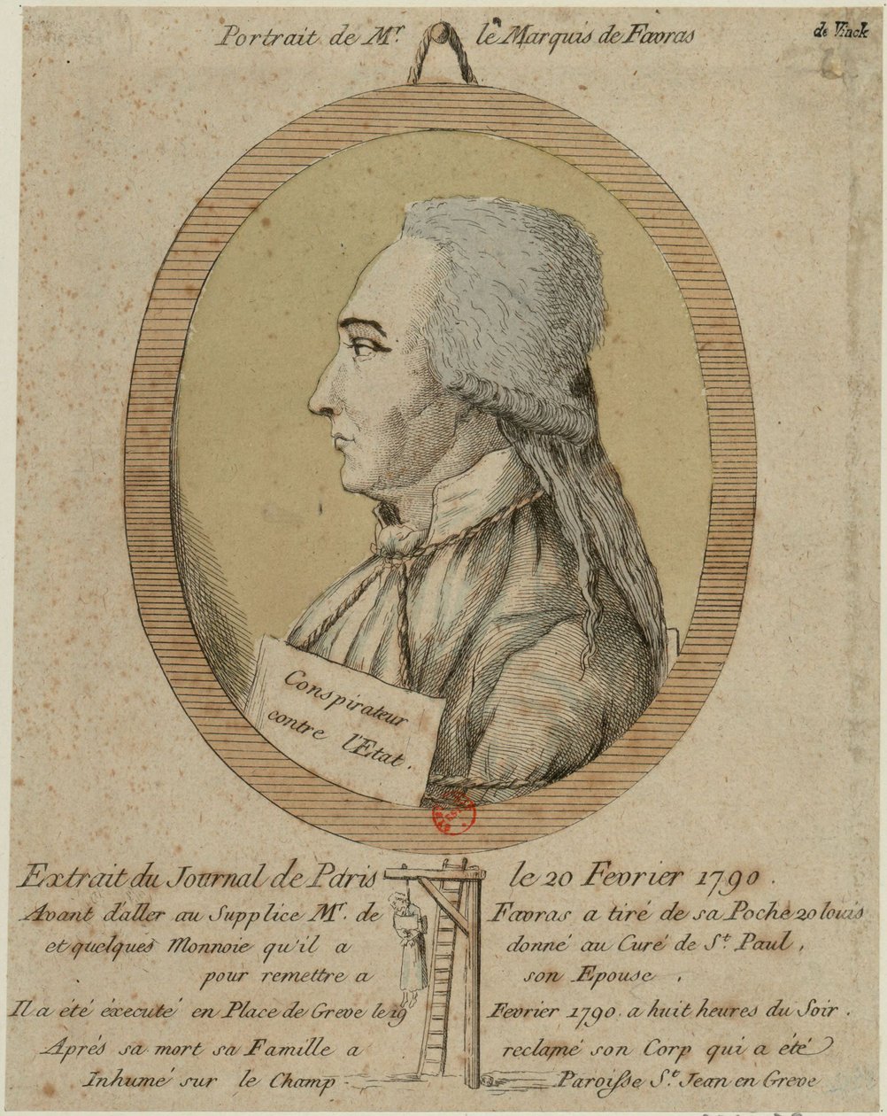 Thomas de Mahy, Marquis de Favras 1744-1790. Uit de Journal de Paris op 20 februari 1790, 1790 door Unbekannt