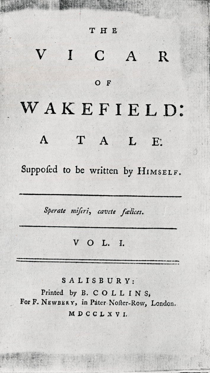 Titelpagina van The Vicar of Wakefield, 1766 door Unbekannt