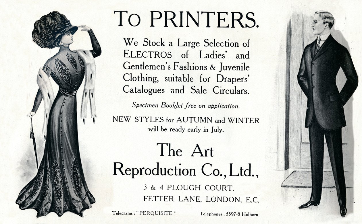 Aan drukkers - De Art Reproduction Co., Ltd advertentie, 1909 door Unbekannt