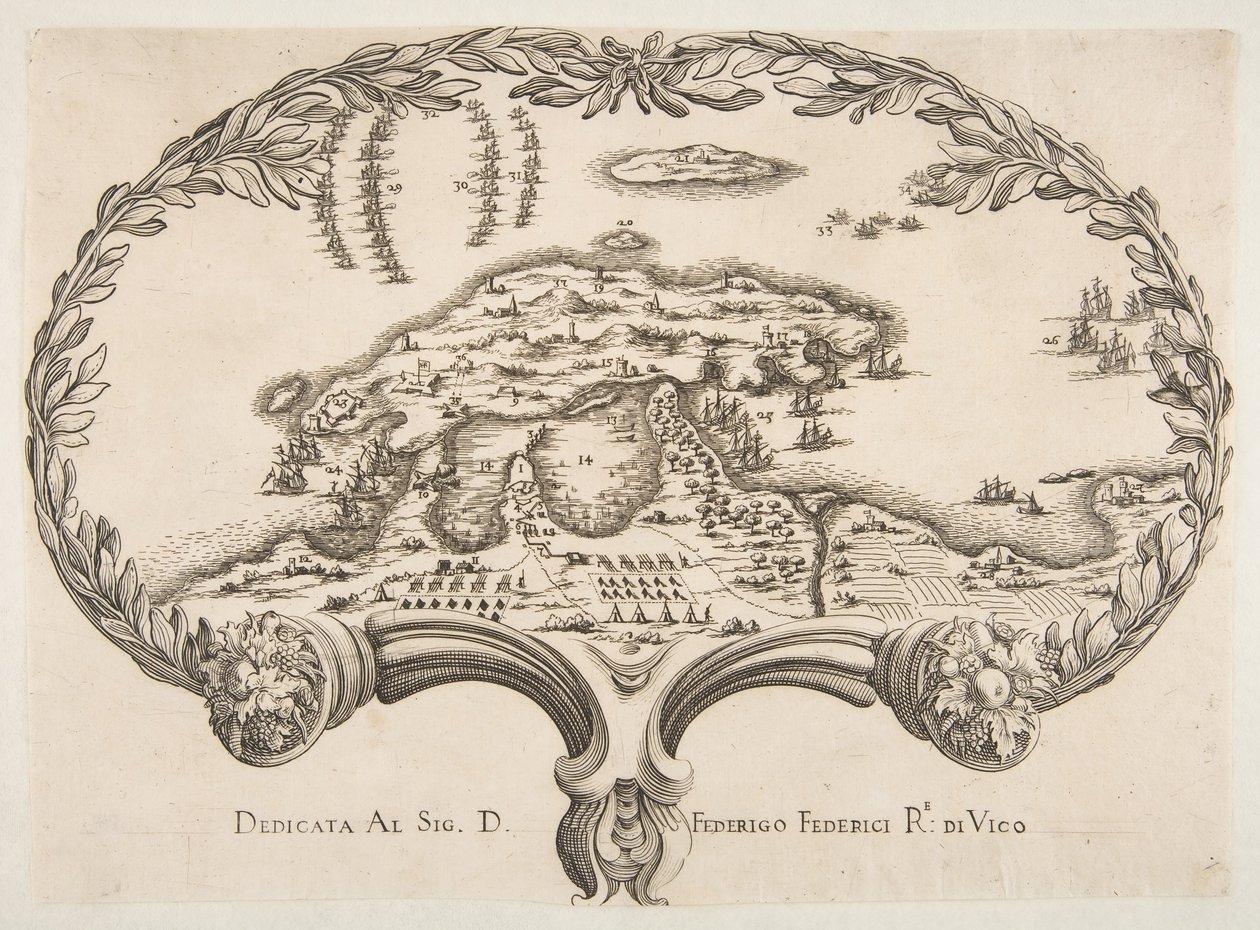 Topografisch plan Porto Ercole in de vorm van een waaier door Unbekannt