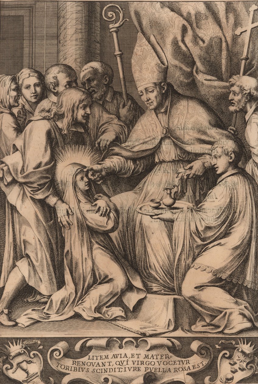 Toribio Alfonso Mogrovejo bevestigt Rose van Lima, 1670 door Unbekannt