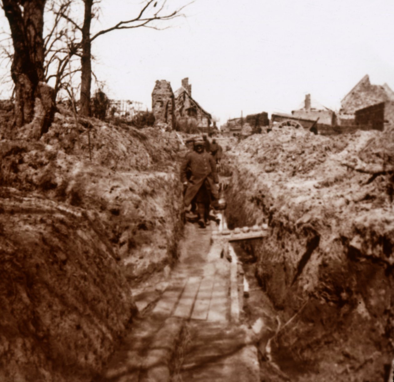 Loopgraven, Somme, Noord-Frankrijk, c1914-c1918 door Unbekannt