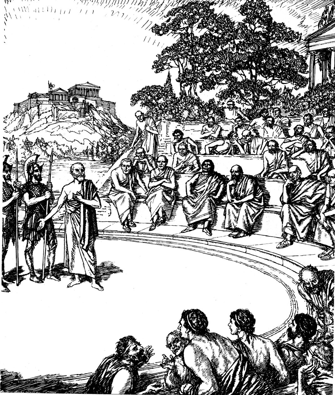Proces van Socrates, oude Griekse filosoof, 399 v.Chr., 19e eeuw door Unbekannt