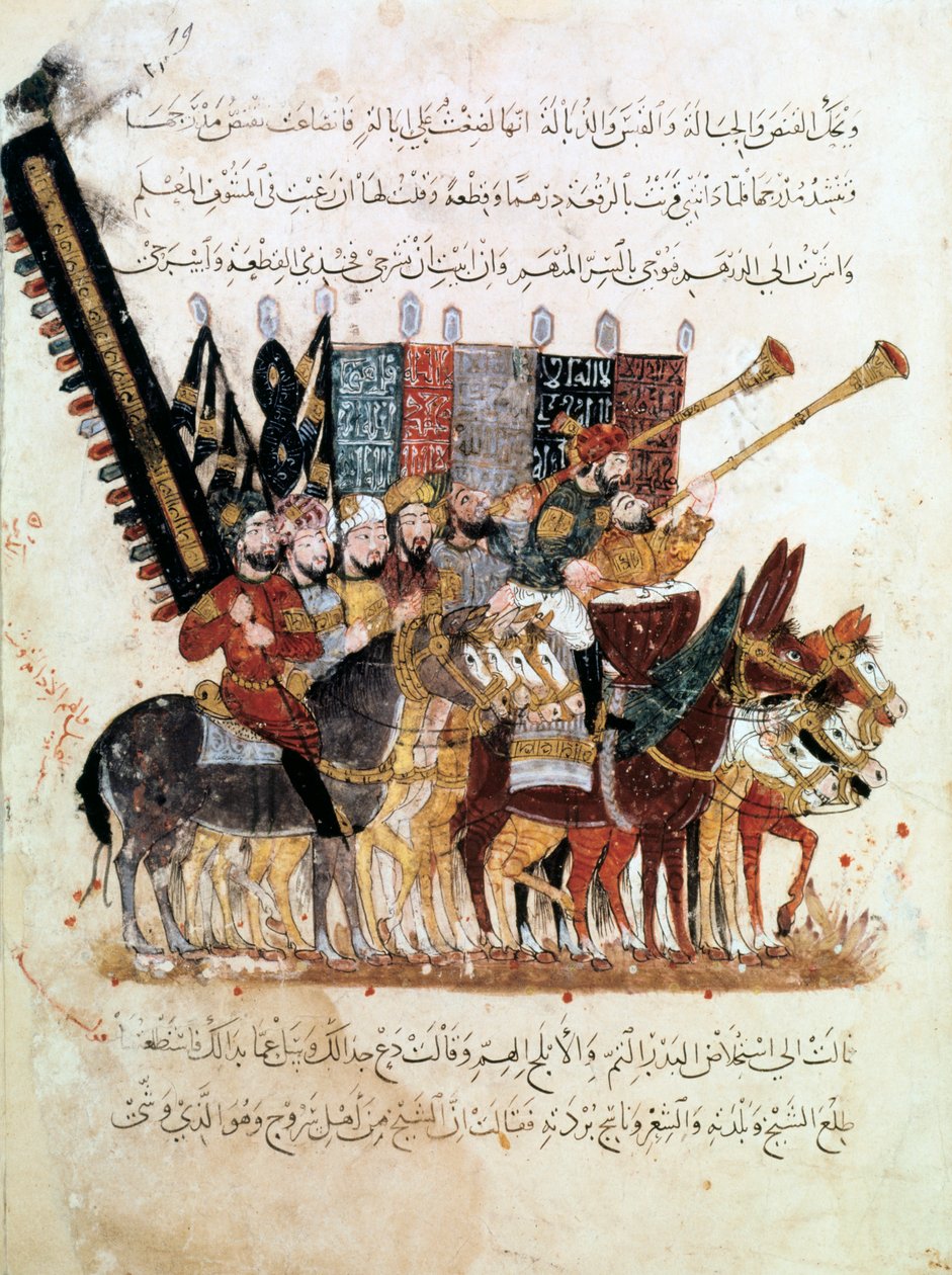 Troep ruiters bij een religieuze ceremonie, ca. 1240 door Unbekannt