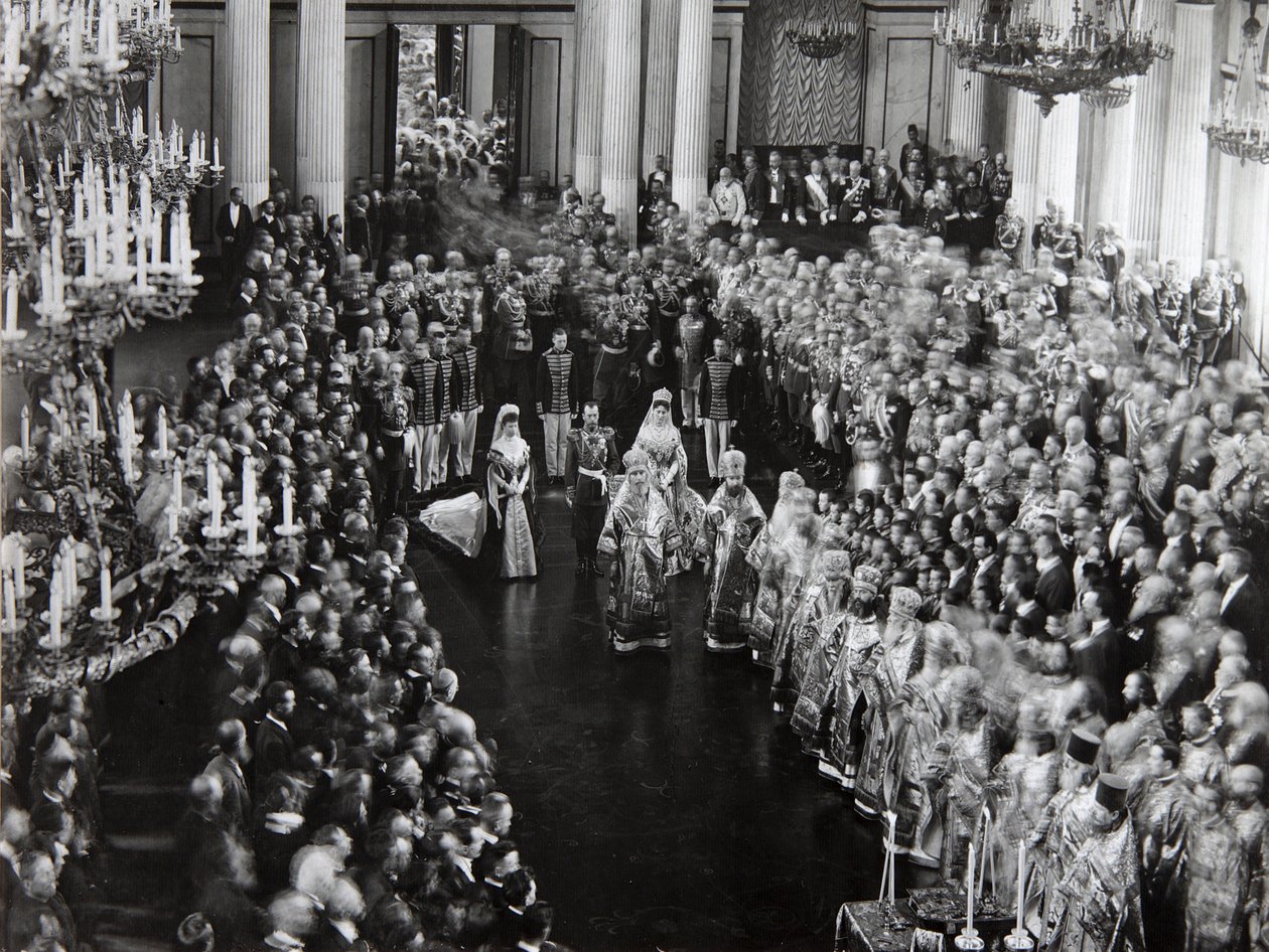 Tsaar Nicolaas II bij de openingsceremonie van de eerste Doema, St. Petersburg, Rusland, 1906 door Unbekannt