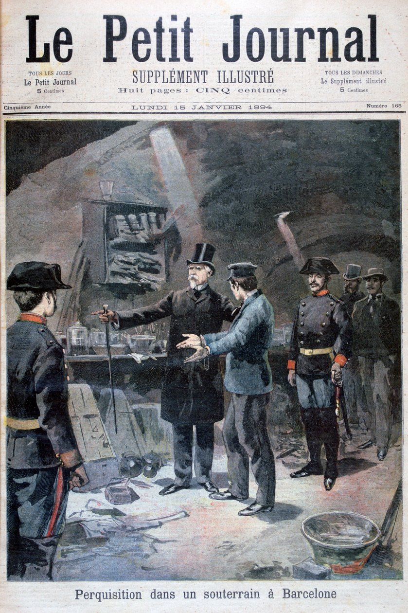 Ondergrondse zoektocht naar anarchisten, Barcelona, 1894 door Unbekannt
