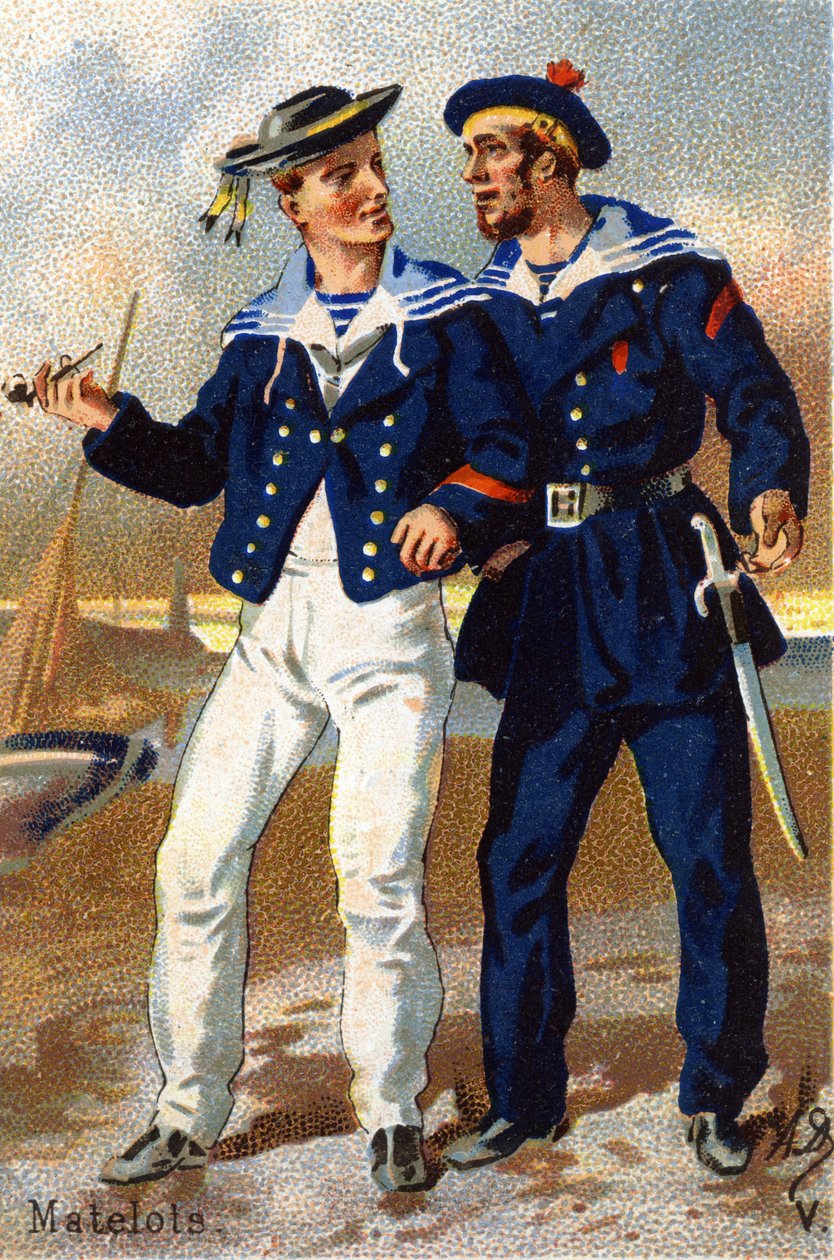 V: Zeelieden. Gravure in "Militair Alfabet" door Unbekannt