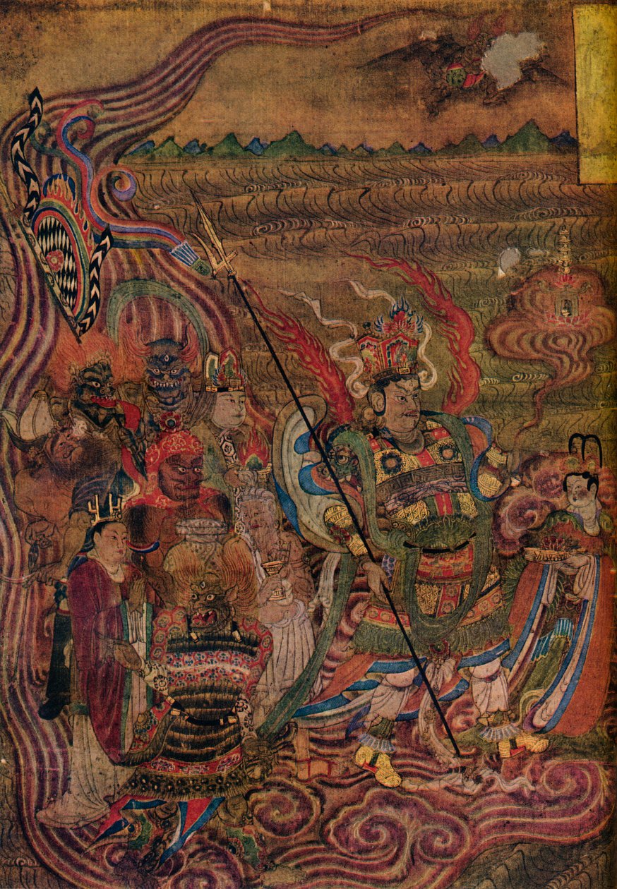 Vaishravana reist over de golven, uit de Grotten van de Duizend Boeddha